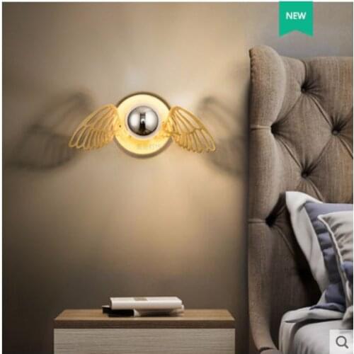 Golden wrought copper hollow European simple E27 wall lamp bedroom living room bed plating decorative wall lamp