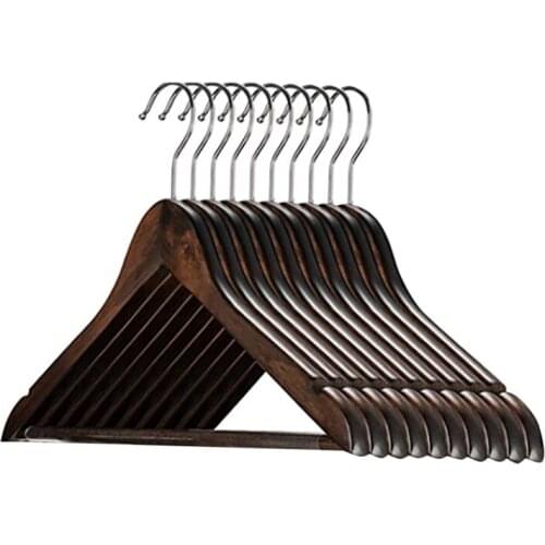 Wooden Hangers 10 Pack Wood Coat Hangers Heavy Duty Clothes Hanger Natural Smooth Finish For Clothes Suit
