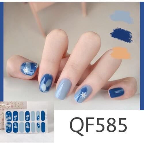 14tips Nail Stickers Full Coverage Rainbow Half Color Matching Ordinary Self-adhesive Paper Waterproof DIY Art Stickers Manicure