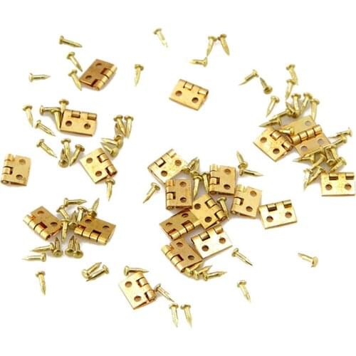 20pcs Mini Metal Hinge Golden for 1/12 House Miniature Cabinet Furniture Brass Hinge Dollhouse Miniature Cabinet Closet