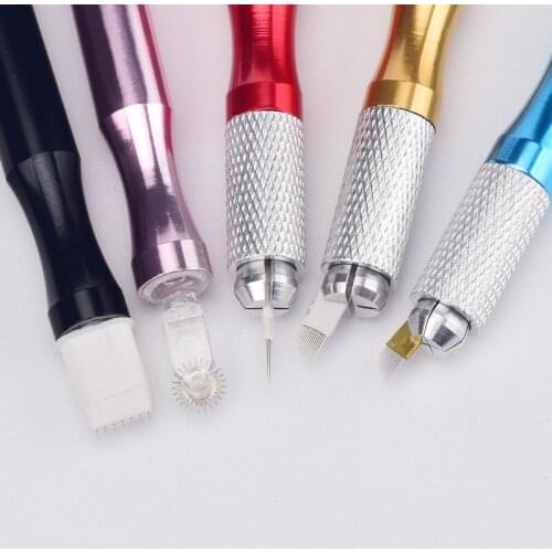 5pcs Single Head Cross Waist Tattoo Embroidery Pen 18# Tattoo Eyebrow Pencil Metal Tattoo Embroidery Handcraft Pen