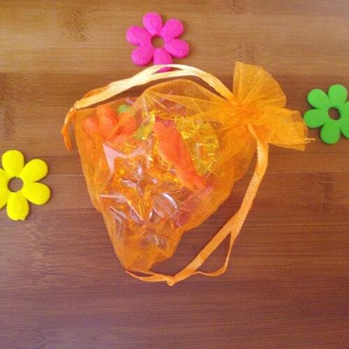 500pcs 7*9cm Orange Organza Gifts Bag Jewelry Packaging Display Bags Drawstring Pouches For Bracelet/Necklace Mini Gift Yarn Bag