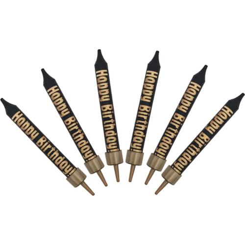 6PCS Surprise Birthday Candles Straight Barrel Golden Magic Wand Candle Attractive Cake Decoration Candles Party Supplies