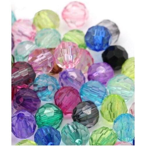 DIY Acrylic Spacer Beads Round Mixed Faceted 6x6mm,Hole:Approx 1mm,1500PCs