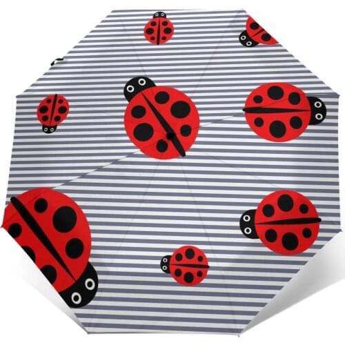 Sunny Umbrella Carton Ladybug Automatic folding portable men women umbrella Sunscreen rain Windproof beach parasol