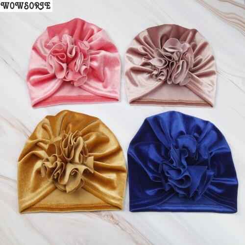New Velvet Baby Hat Baby Photography Props Cap Girls Autumn Winter Elastic Infant Folds Beanie Turban Hat Baby Accessories