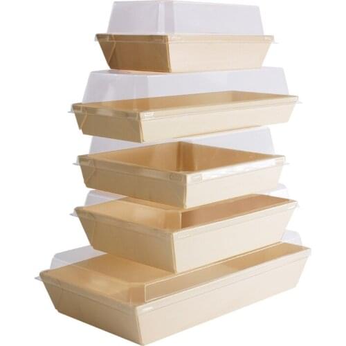 Biodegradable Disposable Ecofriendly Wooden Take Out Pastry Cake Lunch Sushi Salad Takeaway Packaging Food Containers