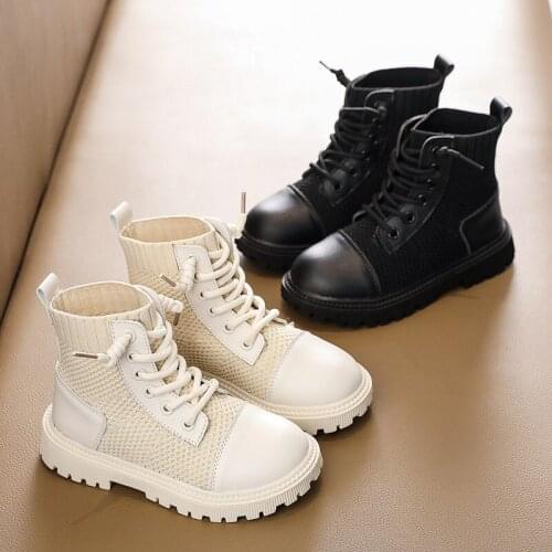 ChildrenS Shoes Socks Sneaker Autumn Martin Boots For Girl Stretch Ankle Short Boots Kids Beige Boots Girls School Shoes 9 Year