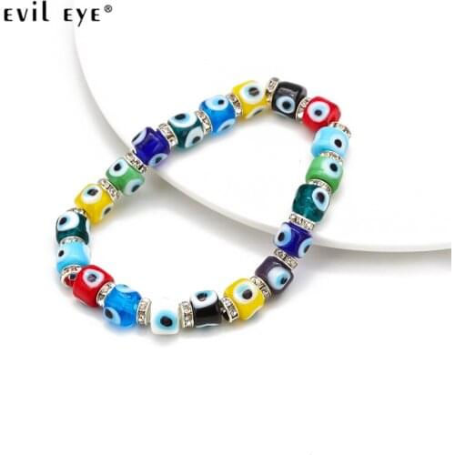 EVIL EYE Multi Color Beads Bracelet Adjustable Turkish Evil Eye Beaded Bracelet DIY Fashion Jewelry Gifts for Women Men BD472