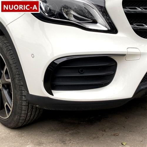 Black Front Fog Lamp Eyebrow Decoration Cover Trim Car Styling For Mercedes Benz GLA X156 2017-2019 Exterior Accessories