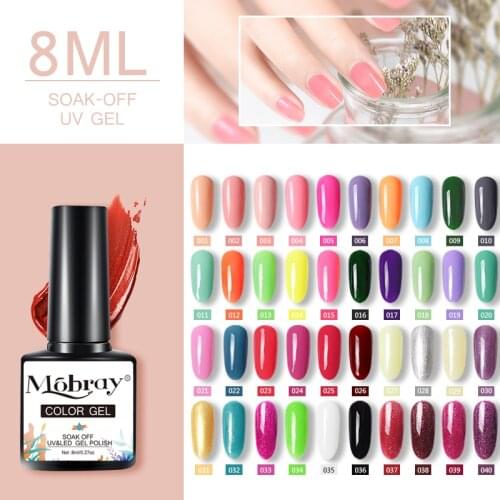 Mobray 80 Colors Gel Nail Fashion Glitter 8ML Soak Off UV Gel Nail Gel Polish Bling Holographics Nail Varnish Nail Art Design