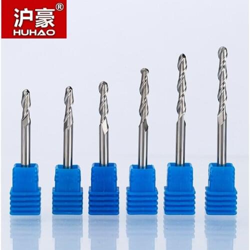 HUHAO 1pc 4mm Ball Nose End Mills 2 Flute Spiral CNC Router Bits For Wood Tungsten Carbide Milling 3A Top Quality Router Tool