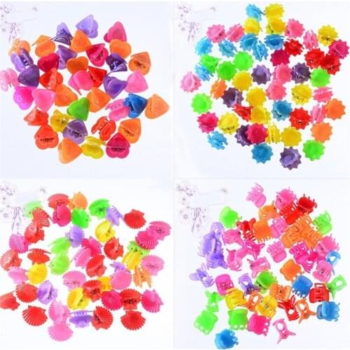 Imixlot 100pcs Creative Cute Mixed Candy Color Butterfly Flower Geometric Small Hair Claws Women Girls Hairpins Barrettes