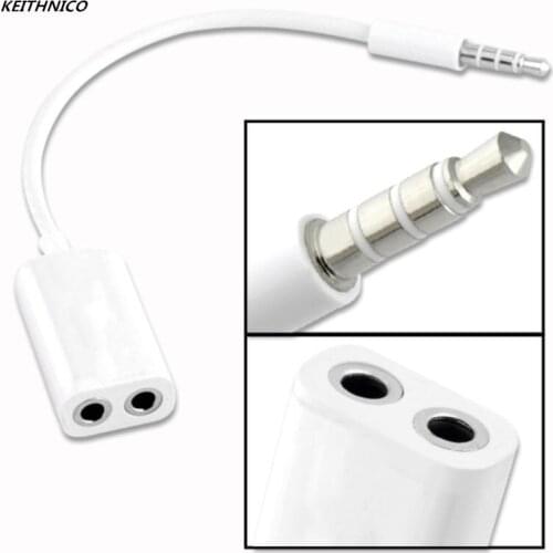 KEITHNICO 1PC 2 in 1 Earphone Microphone 3.5mm Audio Splitter Cables Plug Splitter Headset Line for iPhone 5 5s 6