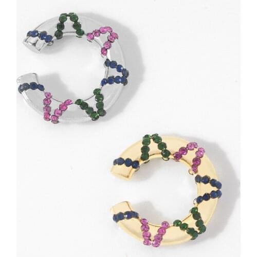 Summer Fashion Clip Earrings for Women Girls Simple Multicolor Rhinestone Earrings Gold Silver Color No ear hole Cip Earring