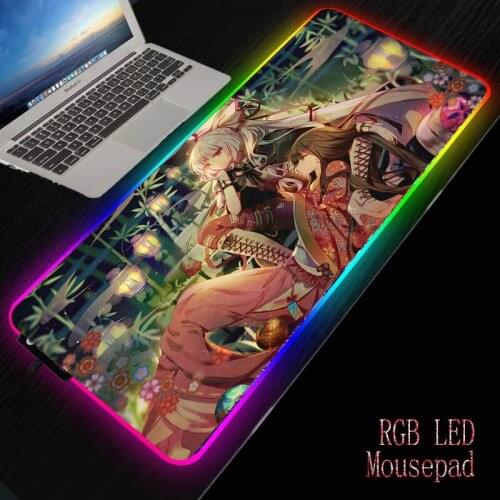 MRGBEST Boy Girl Hug Anime Mouse Pads Led RGB sparkling light Cool gaming table play mat and ordinary non-slip rubber mats