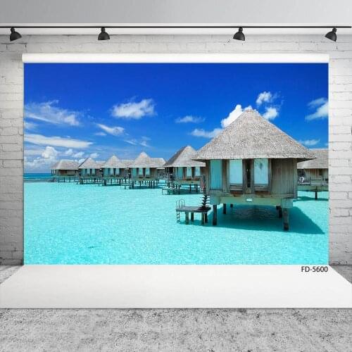 Beautiful Scenery Photo Background Sea Cabin Vinyl Cloth Fond Backdrop for Baby Children Portrait Photobooth Photography Props