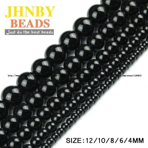 JHNBY Black King Kong Natural Stone 4/6/8/10/12MM Round spacer glass Loose beads for Jewelry bracelets making DIY accessories