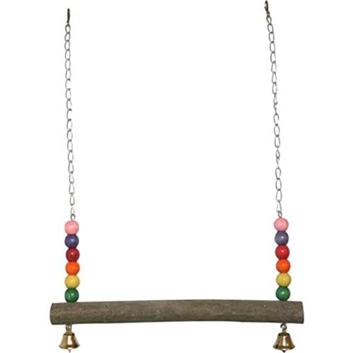 Chicken Swing Wooden Chicken Toys Bird Chicken Stand Perch Chewing Toy with Bells for Bird Parrot Pet Trainning Bird Cage Toys