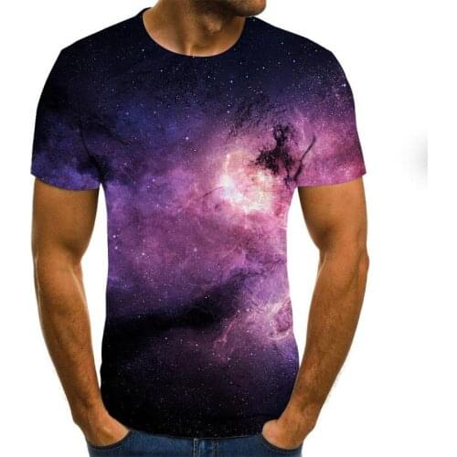 Mens summer streamer color pattern printing short sleeve round neck T-shirt fashion shirt
