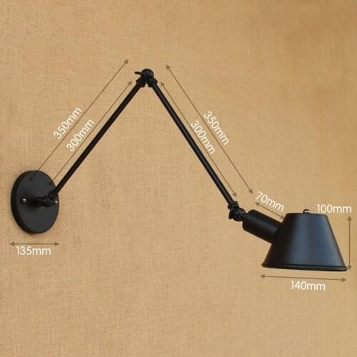 Home Antique Black Telescopic Wall lamps E27 Swing office work reading lighting Bar Cafe Shopcase wrought iron wall fixtures