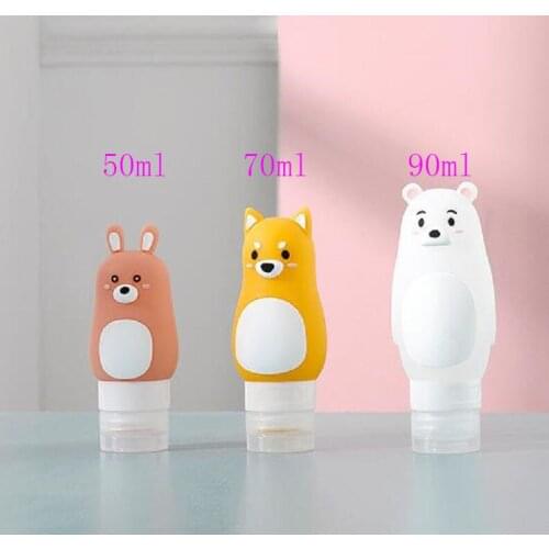 2019 newest Portable Cartoon Travel Shampoo Body Lotion Cosmetic Bottle Silicone Empty Box Makeup Organizer