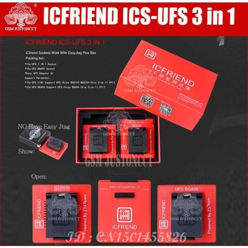 2022 NEWEST ORIGINAL UFS adapters socket ICFriend ICs UFS 3 IN 1 support UFS BGA254 BGA153 BGA9 without EASY JTAG PLUS box