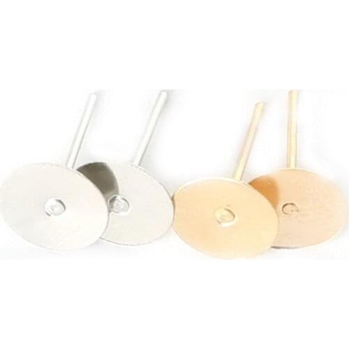 New Arrivals Antique Bronze Gold Silver Color Earring Stud Iron Flat Base Cup Posts Earring Findings FRB026