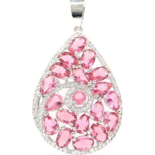 46x45mm Princess Cut Big Butterfly Paris Blue Topaz Bright Zircon For Womans Wedding Silver Pendant Eye Catching