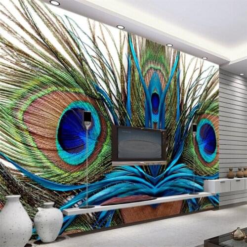 Beibehang Custom wallpaper home decoration wallpaper picture fashion peacock feathers beautiful living room 3d wallpaper murals