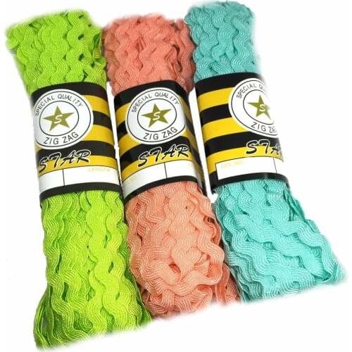 ZERZEEMOOY 15Yard/lot 5mm Multi Colors Terylene Ribbon Hair Bow Ric Rac Zig Zag Trimming Ribbon For Crafting Turquoise Salmon