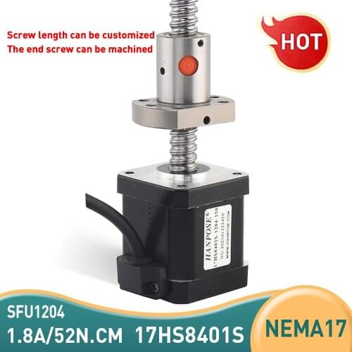 48mm NEMA 17 moto with sfu1204 ball screw motor nema17 42 motor 1.8A stepper motor for CNC engraving 3D printer