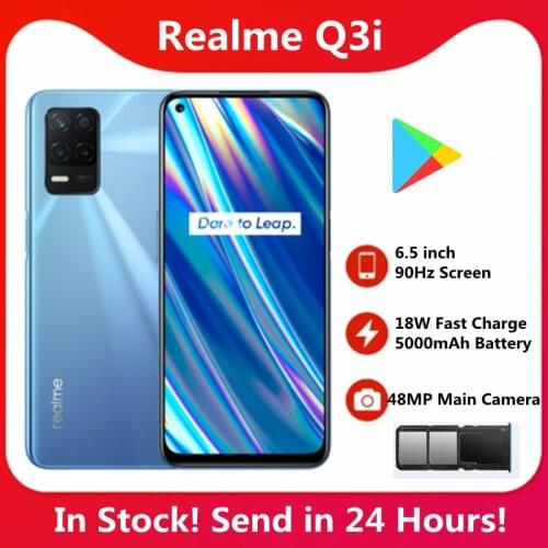 Original realme Q3i Mobile Phone 6.5 inch 90Hz Screen 5000mAh Big Battery 18W Fast Charge Three Card Slots 48MP Main Camera