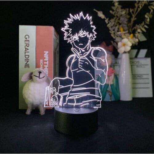 Bakugo Figure LED Light Night Club My Hero Academia Anime 3D Table Lamp Teenager Kid Fans Gift Room Decor Nightlight APP Control