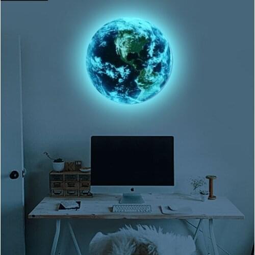 Luminous wallpapers wall sticker for kids rooms wall decor 3D wall stickers engraving moon globe wallpaper sticker organizer