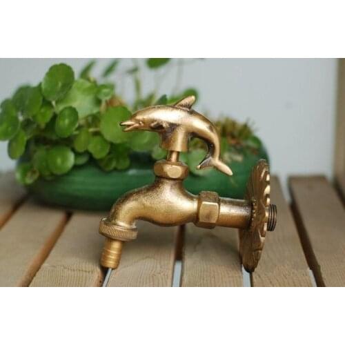 Vidric outdoor garden faucet animal shape Bibcock antique brass dolphin tap for washing mop/Garden watering Animal faucet