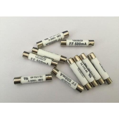 10pcs 6mm x 32mm FF 500mA 1000V SIBA Ceramic Fuse 6 x 32mm Brand New
