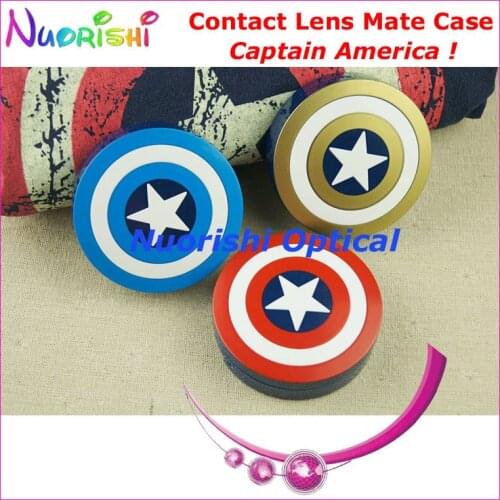 10pcs Captain America design Contact Lens Case with Mirror C535 contact lens mate box Free Shipping