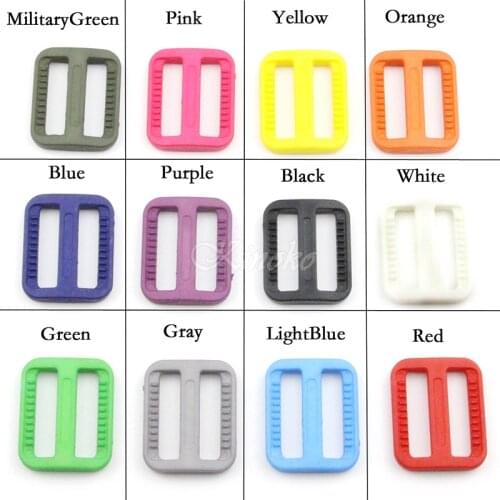 10pcs/lot 10mm/15mm/20mm/25mm Color Plastic Tri-Glides Slider Adjustable Buckle For Backpacks Straps Bag Dog Collar DIY Accessoy