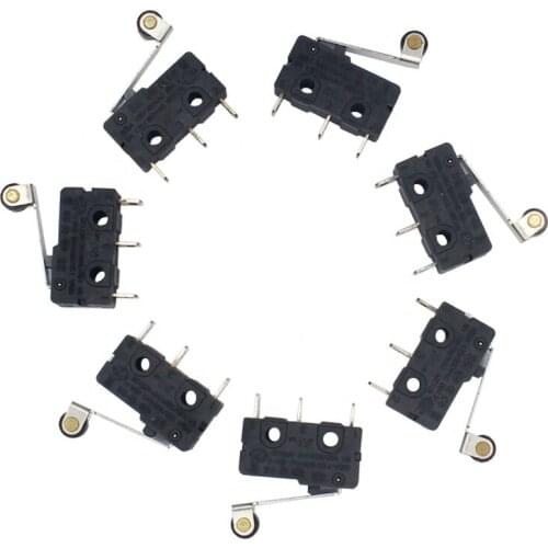 10PCS Mini Micro Limit Switch Roller Lever Arm SPDT Snap Action LOT Tact Switch on off 5A 250V Micro switch 3PIN