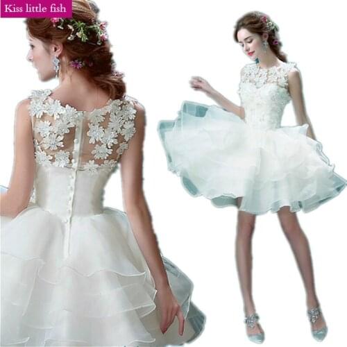 10050 Free shipping cheap elegant short weeding dress vestido de noiva robe de mariage Beach wedding dress