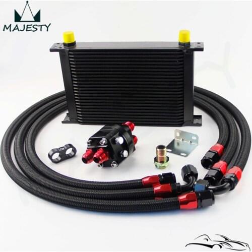 25ROW AN-10AN UNIVERSAL ENGINE TRANSMISSION OIL COOLER BLACK+ FILTER Relocation KIT black british type