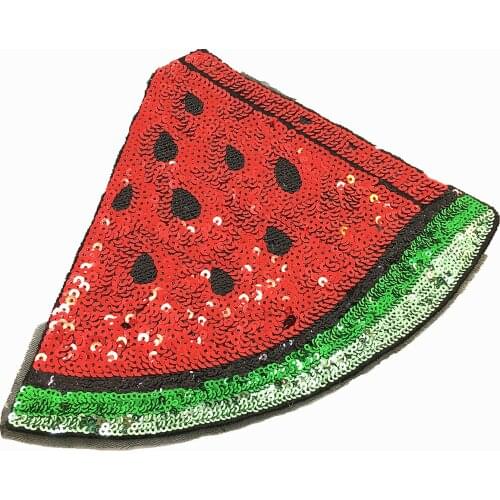 3pc Sew On Sequin Watermelon Patch Fruits Applique Beaded Patches For Dress Appliques Parches Sewing Accessories 24x19cm AC0966