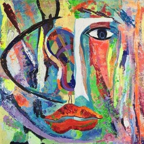 Abstract Canvas Art Face Contemporary Oil Painting Handmade Colorful Lifestyle Artwork For Living Room Bedroom Modern Home Decor