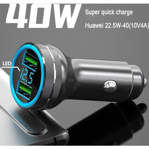 Car Charger For Apple PD20W Cigarette Lighter Huawei Super Fast Charge 40W Car Charger Digital Display Fully Compatible Chargers