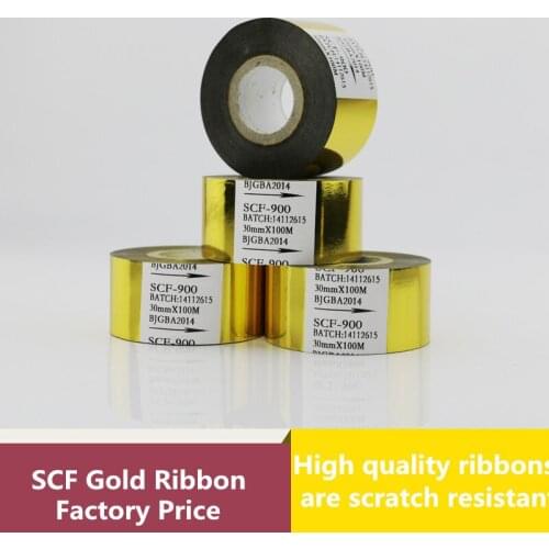 Free shipping (30mm*100m) High qualtiy gold color ribbon for date printing on Date coder for EXP,MFG,hot stamping ribbon