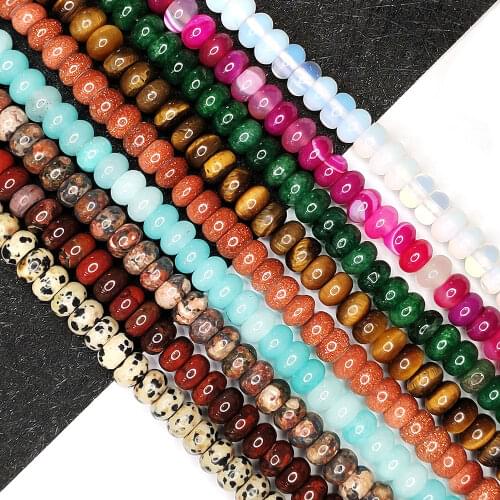 Natural Stone Abacus Beads 4x6mm5x8mm Agate Tiger Eye Loose Beads for DIY Handmade Jewelry Wholesale Fashion Jewelry Accessories