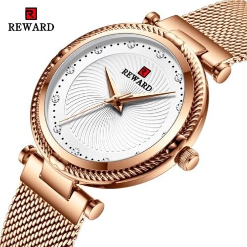 Rose Gold Women Watch Fashion Casual Waterproof Quartz Watches Elegant Clock Ladies Wrist Watch Gift for Girls Wife 2021 REWARD