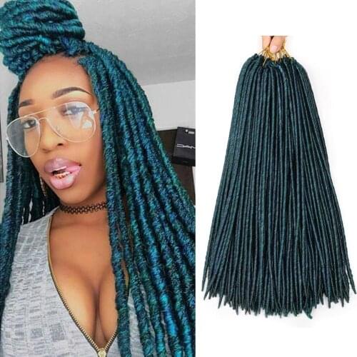 DAIRESS 18" Mix Color Green Blue Faux Locs Crochet Hair 16Strands Braiding Hair Goddess Locs Dreadlock Extensions Crochet Braids