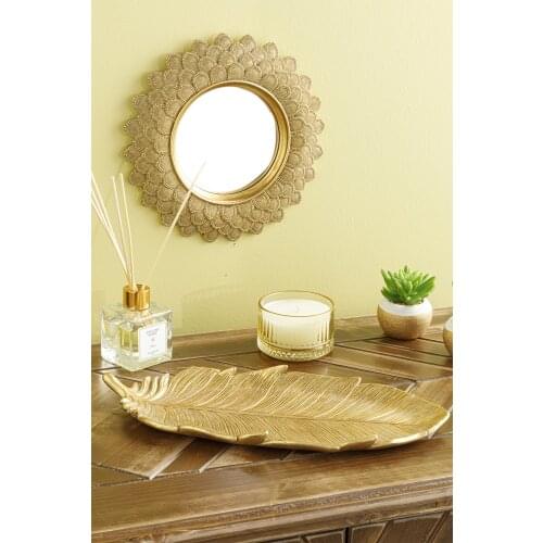 For kitchen Feathers Decorative Plate 11.5x25x2.6cm Gold